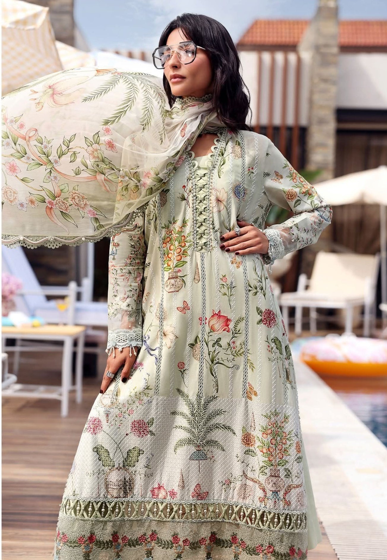 3 Piece Unstitched Embroidered Lawn Suit