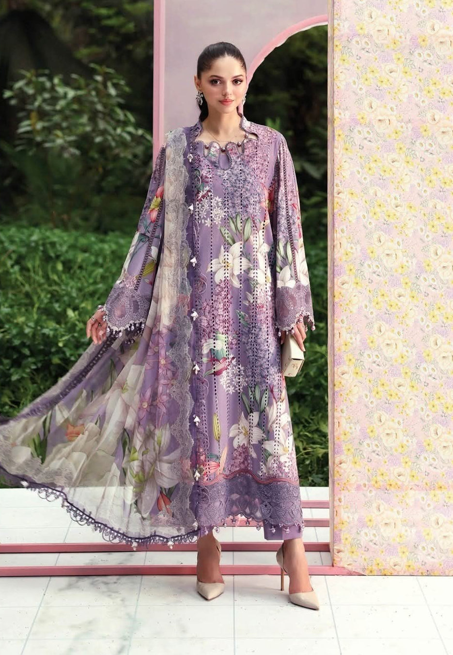 3 Piece Unstitched Embroidered Lawn Suit