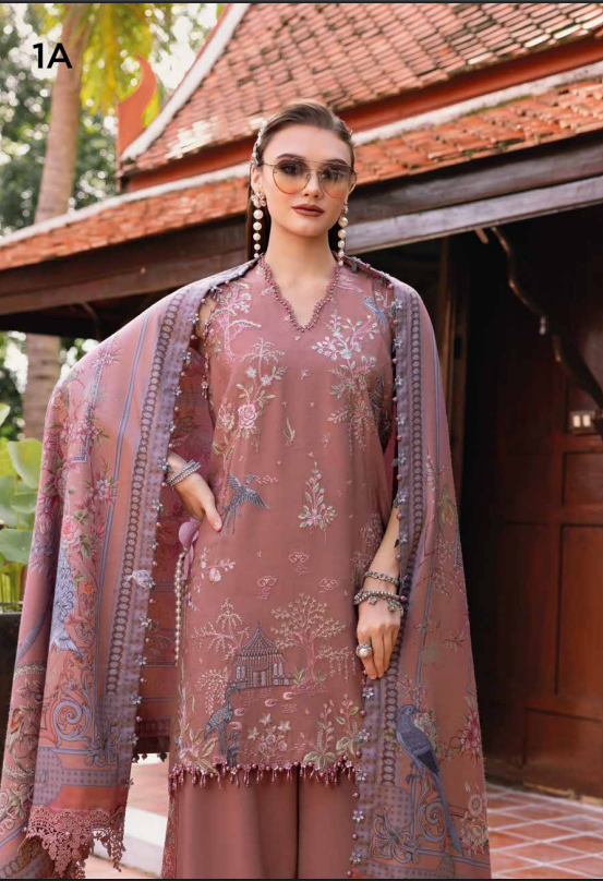 Charizma Posheema Embroidered Peach Leather with Embroidered Wool Shawl Winter Collection
