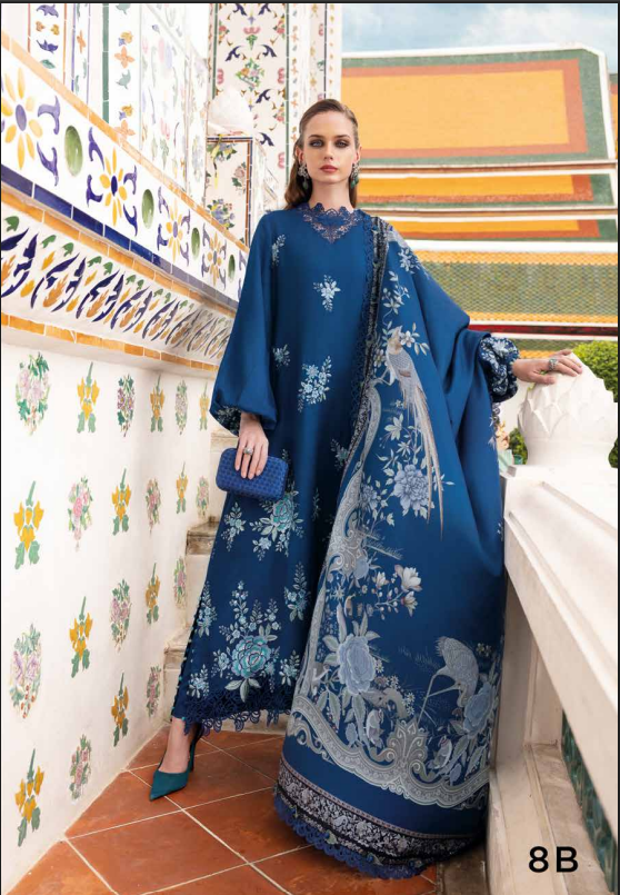 Luxury Navy Blue Embroidered 3-Piece Formal Outfit – Premium Winter Collection