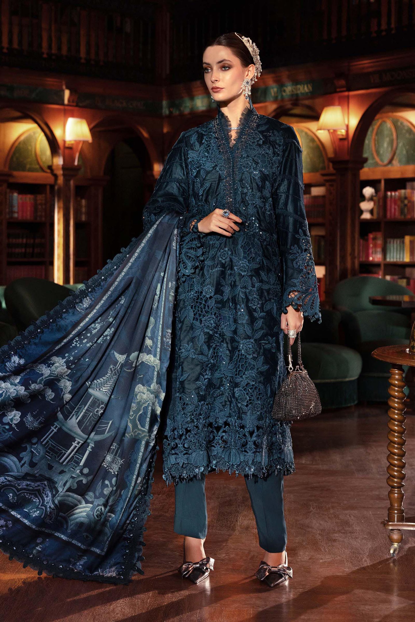 Maria.B Winter Luxe Embroidered Velvet Unstitched 3Pc Suit D-10
