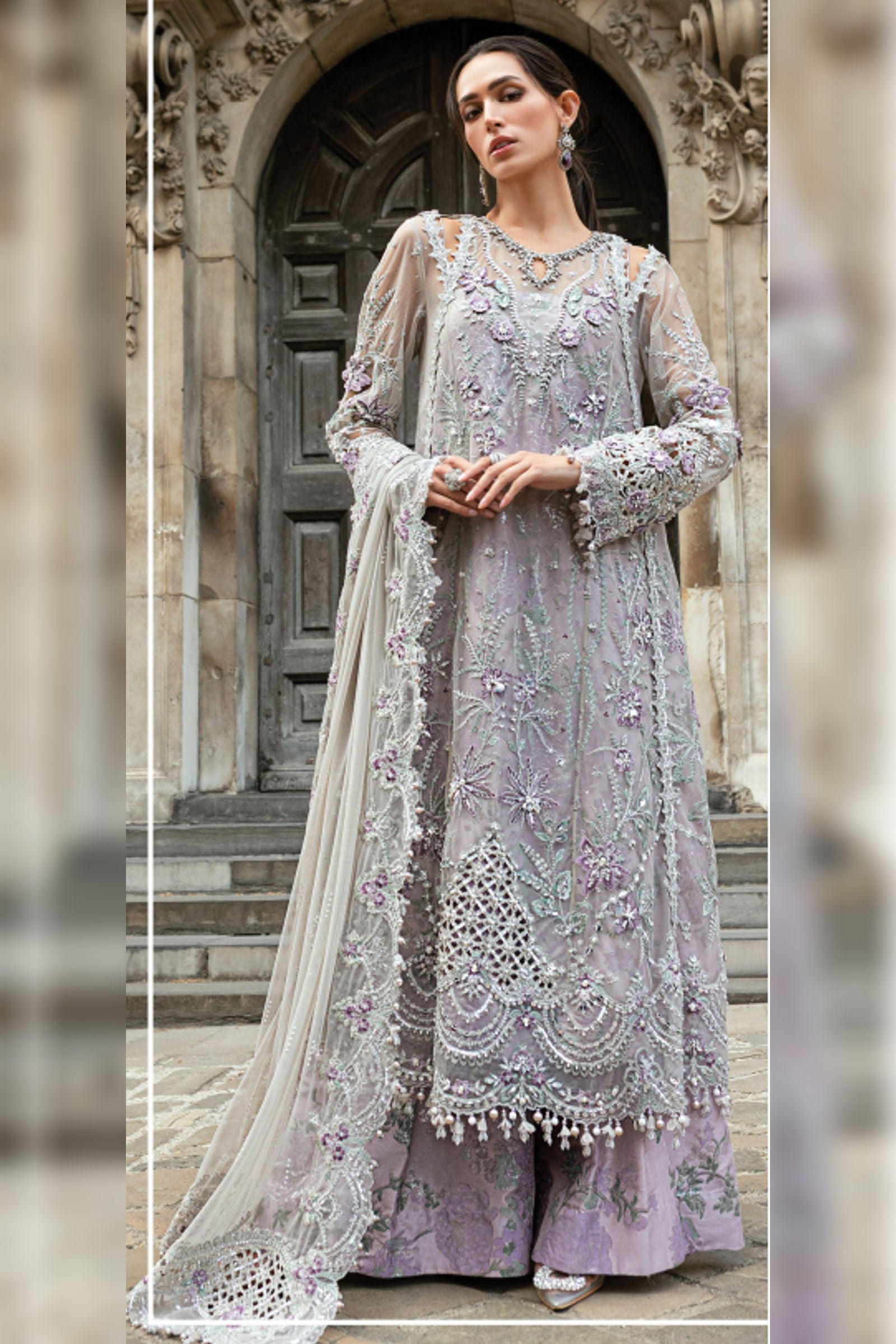 Lavender Frost Hand-Embellished Luxury Net Ensemble