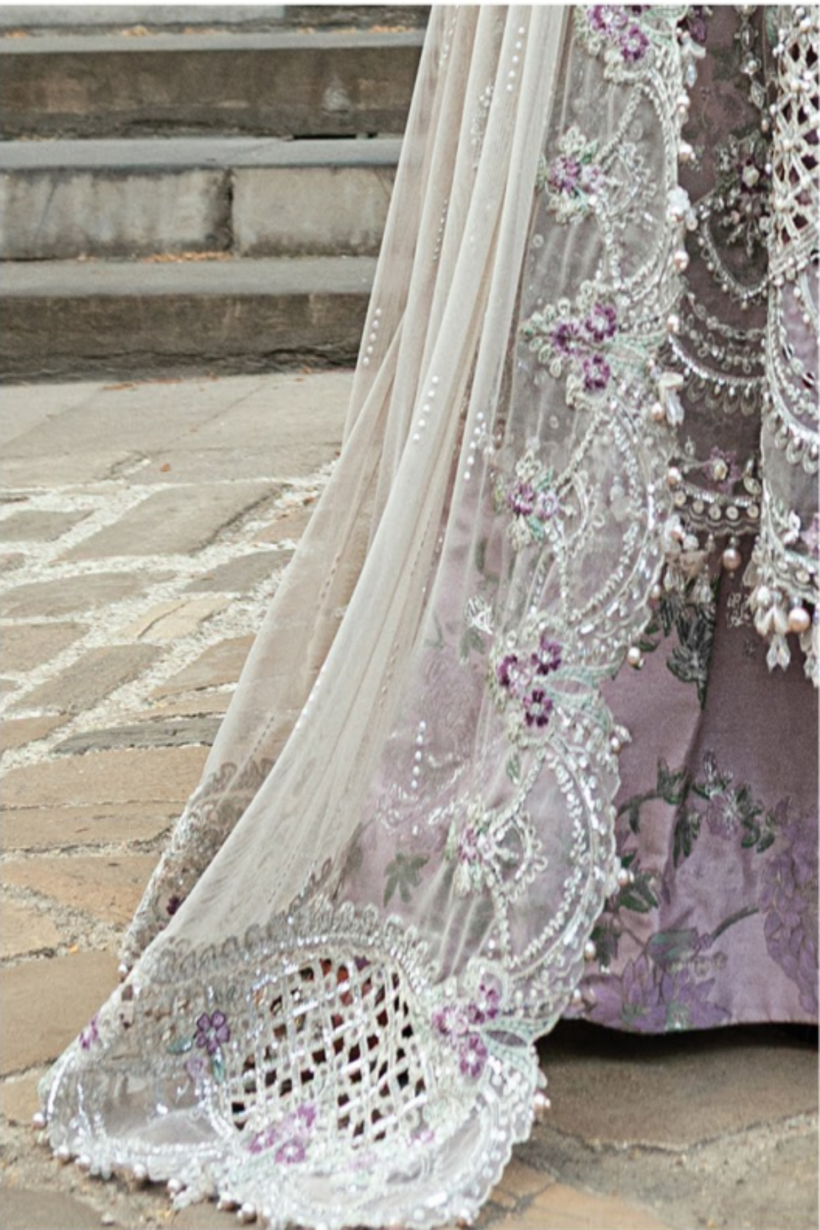 Lavender Frost Hand-Embellished Luxury Net Ensemble