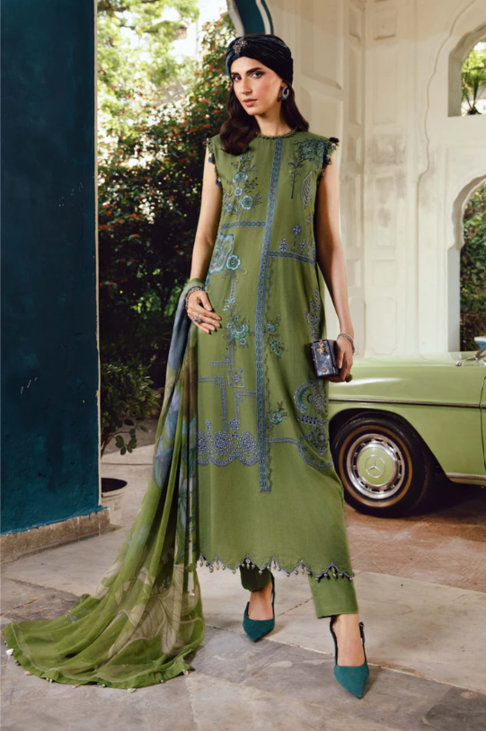 3 Piece Unstitched Embroidered Cambric Suit | MPT-2701-A