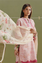 Blush Pink Shirt with Off-White Floral Dupatta