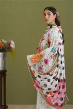 Black & White Shirt with Colorful Floral Dupatta