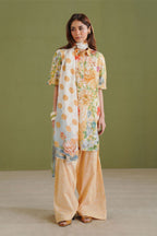 Yellow Shirt with Floral Dupatta