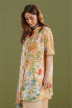 Yellow Shirt with Floral Dupatta