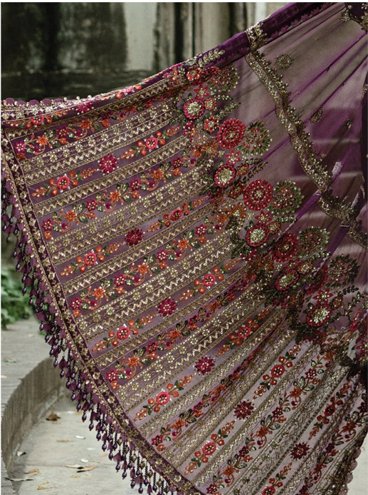Plum Luxe Hand-Embellished Saree