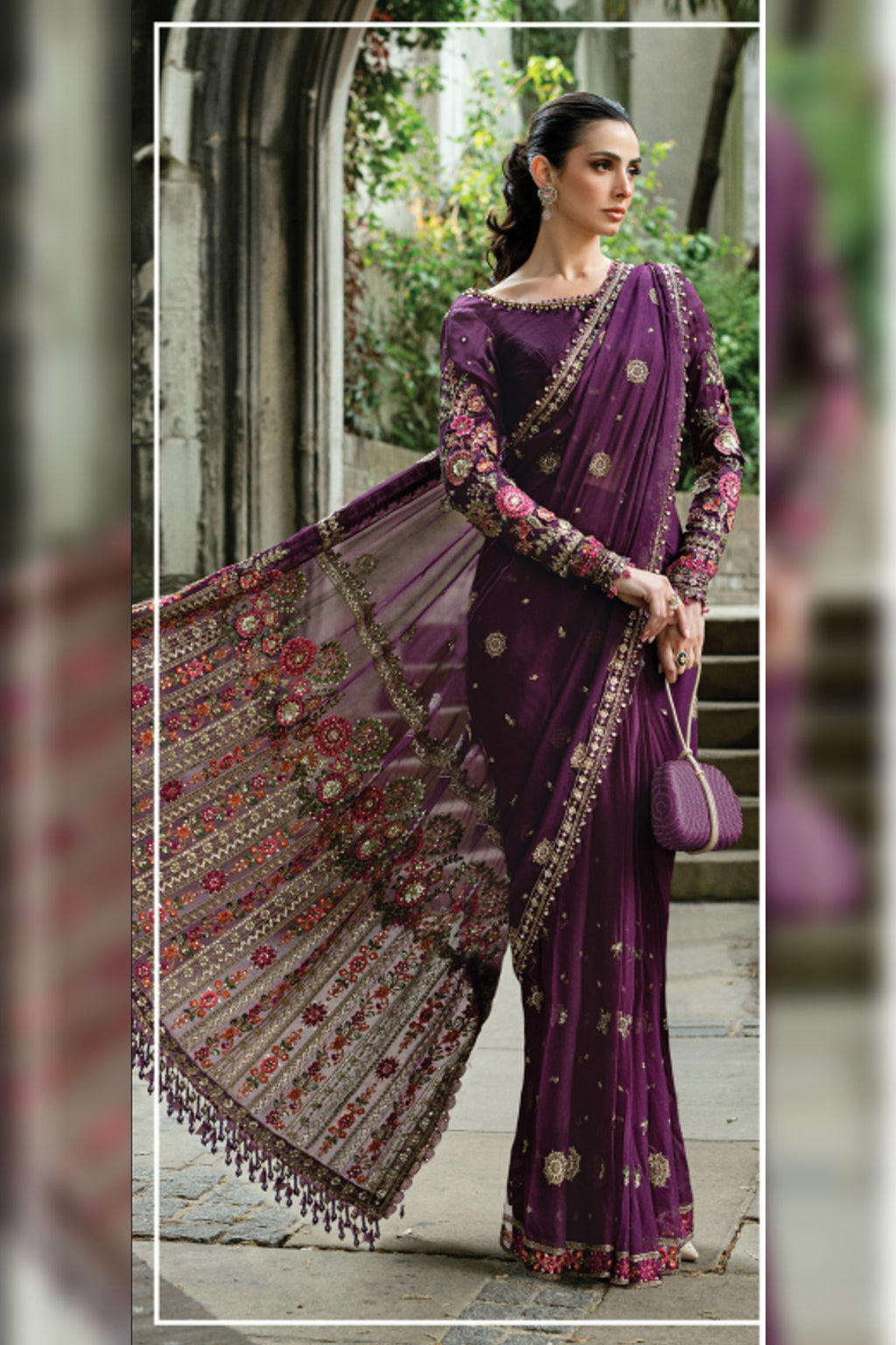 Plum Luxe Hand-Embellished Saree