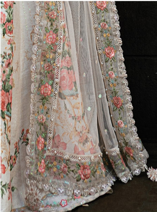 Blush Flora Embroidered Raw Silk Lehenga