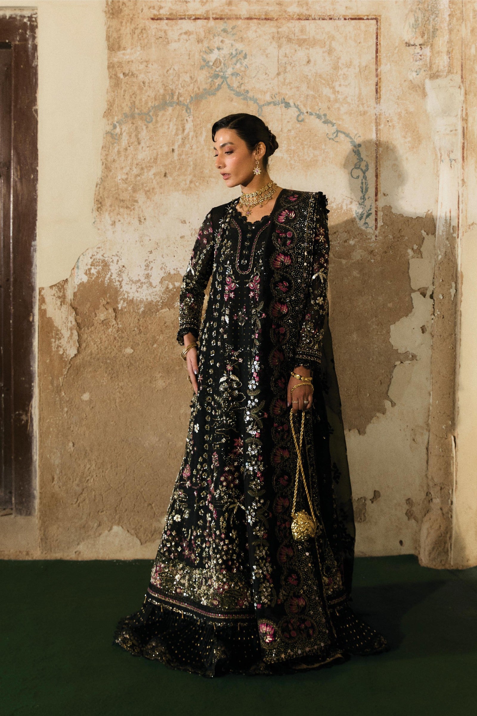 SUFFUSE Zabeen – Black Embroidered Wedding Unstitched