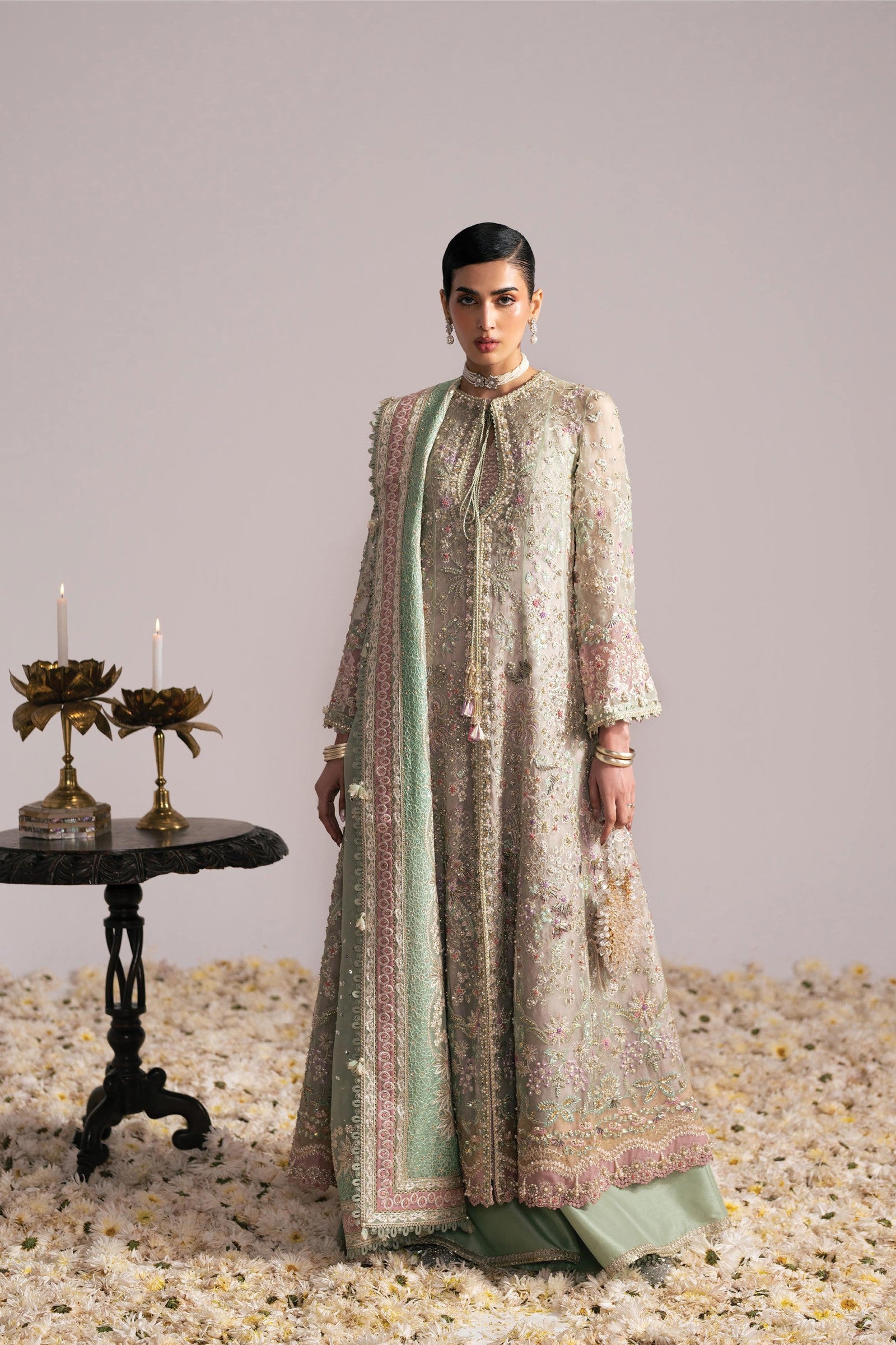 SUFFUSE Mehtab – Pale Green Embroidered Wedding Unstitched