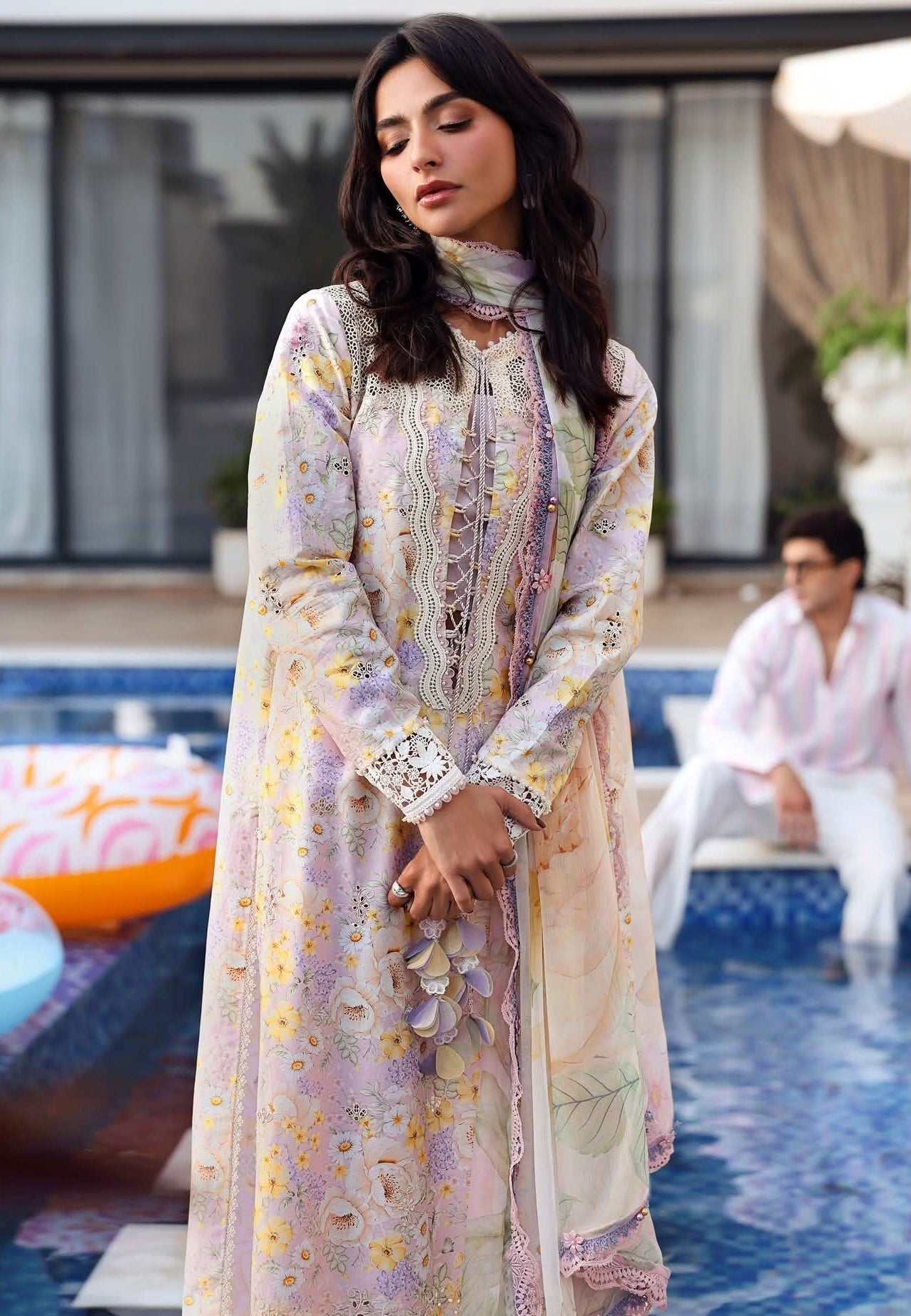 3 Piece Unstitched Embroidered Lawn Suit