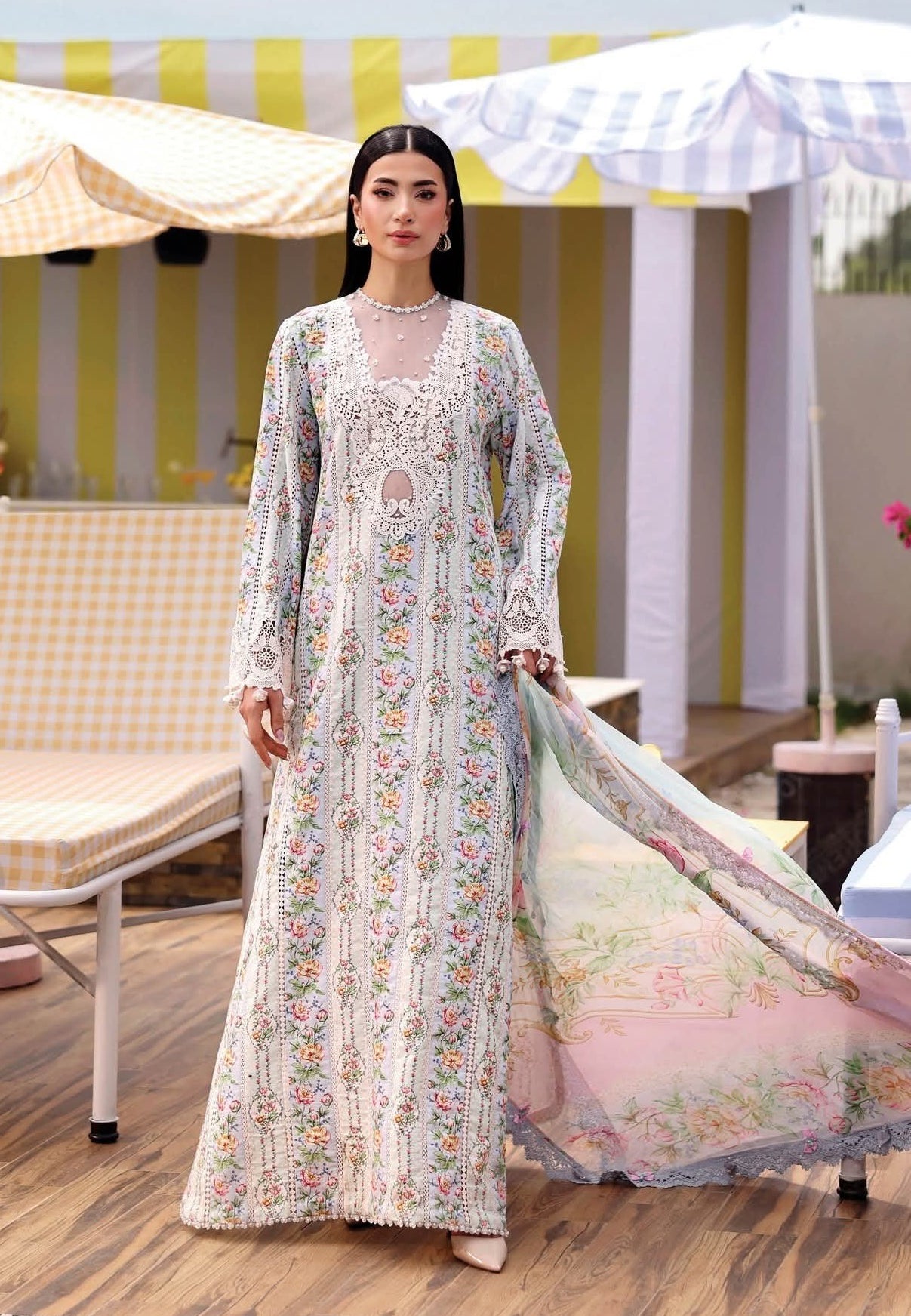 Maria.B M.Prints Embroidered Lawn Unstitched 3-Piece Suit