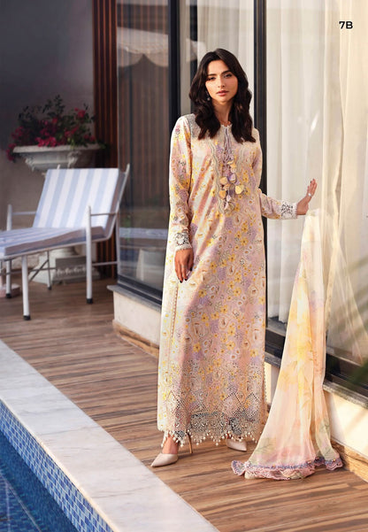 3 Piece Unstitched Embroidered Lawn Suit
