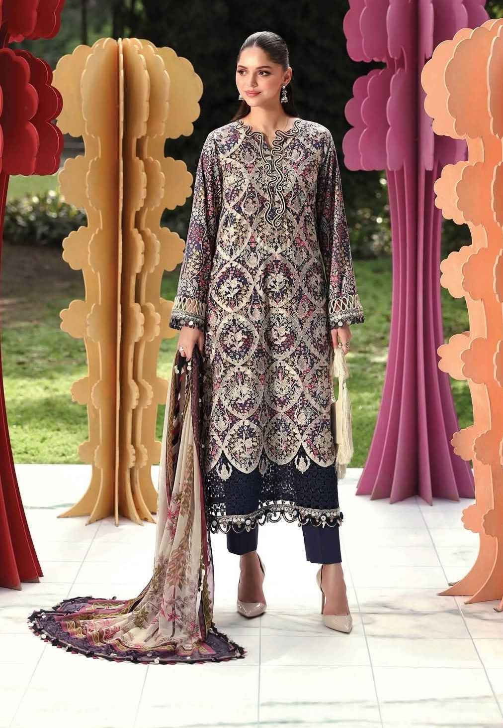 3 Piece Stitched Embroidered Lawn Suit