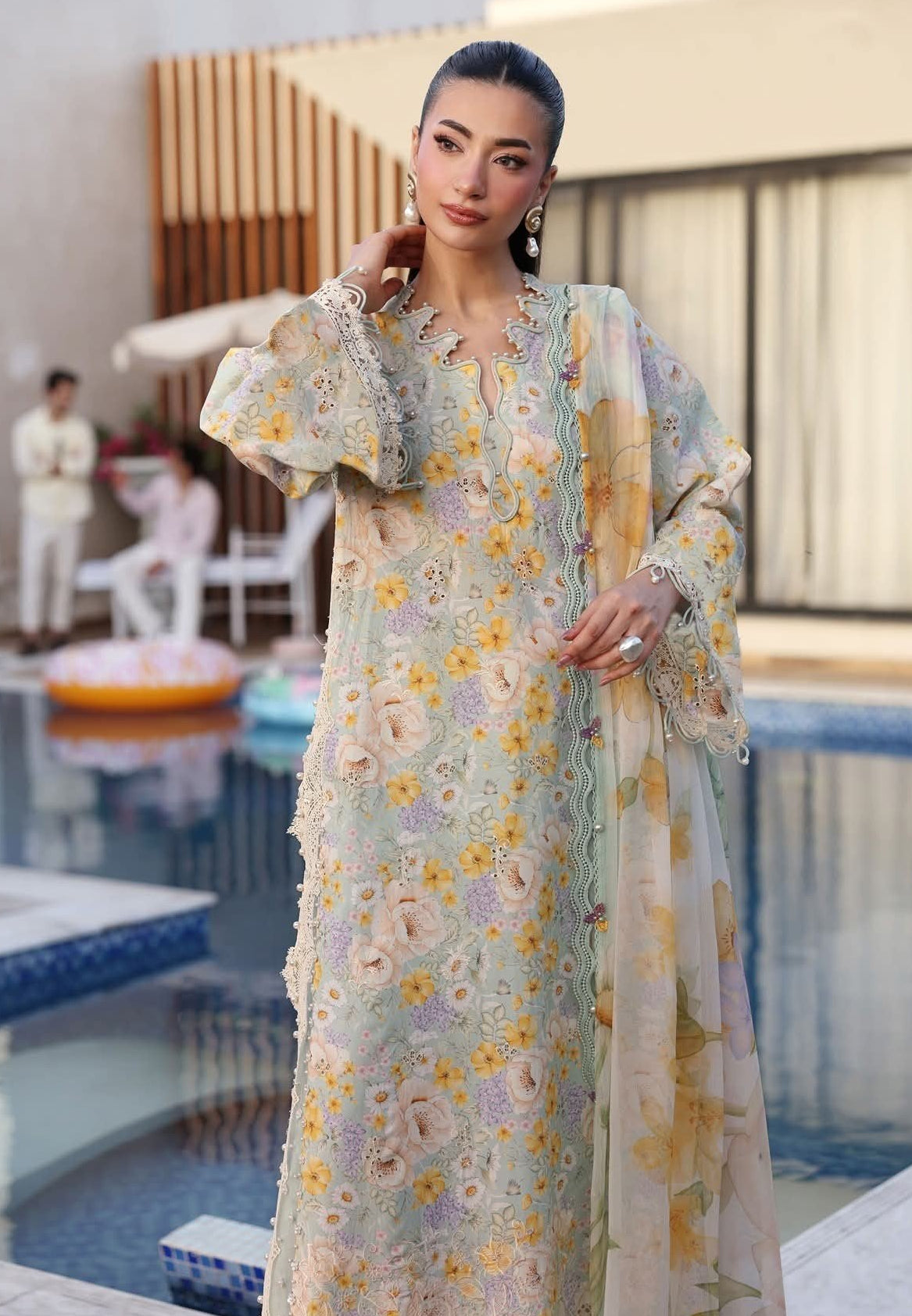 3 Piece Unstitched Embroidered Lawn Suit