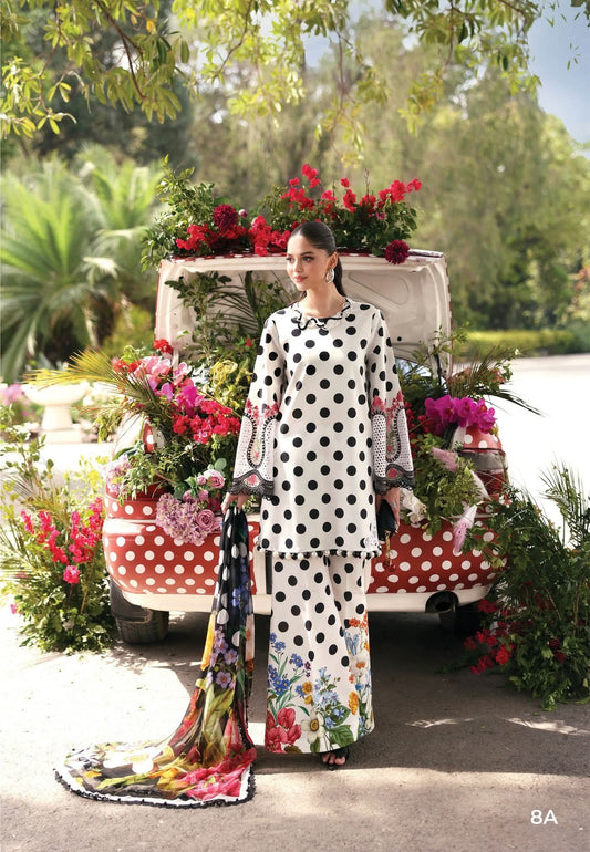 3 Piece Unstitched Embroidered Lawn Suit