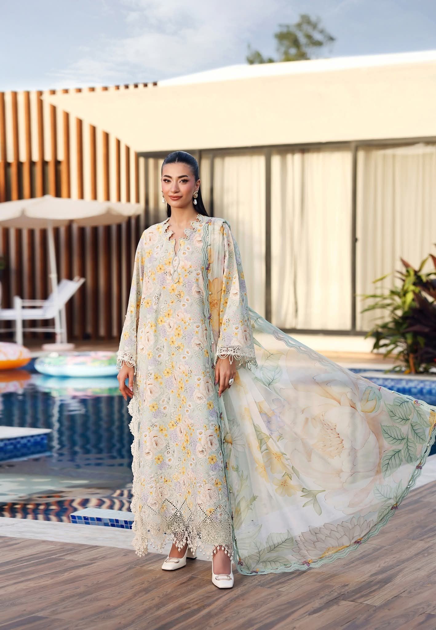 3 Piece Unstitched Embroidered Lawn Suit