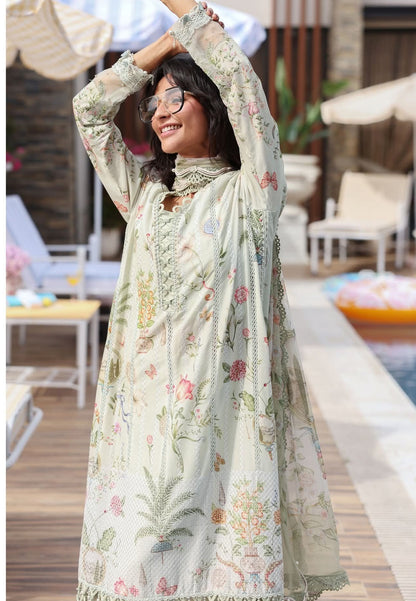 3 Piece Unstitched Embroidered Lawn Suit