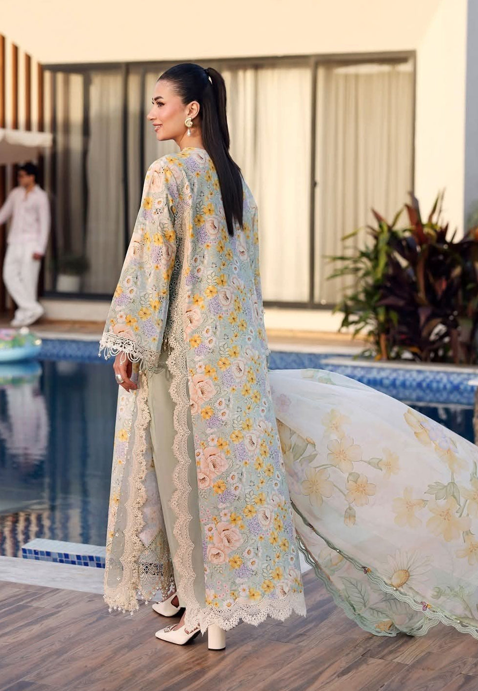 3 Piece Unstitched Embroidered Lawn Suit
